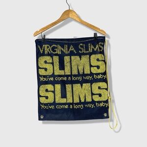 Virginia Slims Drawstring Bag OS Blue Yellow Vintage 80s Mesh Everyday